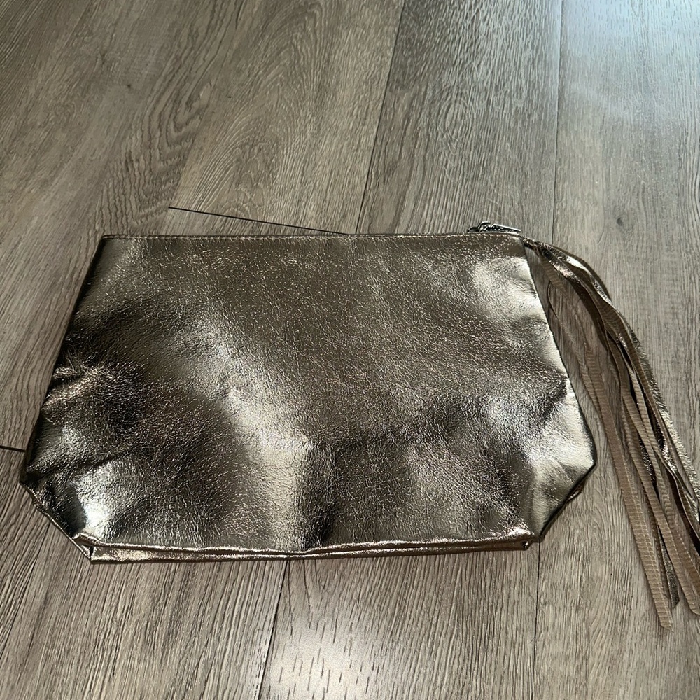 Rebecca Minkoff Metallic Gold Tassel Pouch Bag Clutch